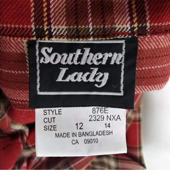 Southern lady plaid nerdy vintage shirt jac sz 12 - Picture 2 of 6